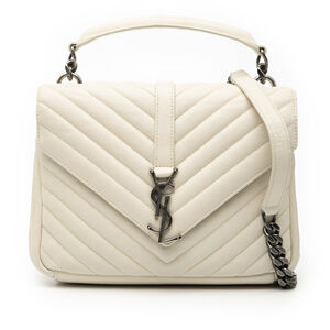 Pre-Loved Saint Laurent Medium Chevron Sheepskin Monogram College Satchel